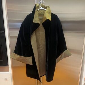 Stunning black velvet and gold jacket - reversible. exquisite. Size medium
